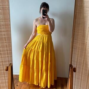 ANTHROPOLOGIE Let Me Be Cutout Tiered Maxi Dress in Yellow